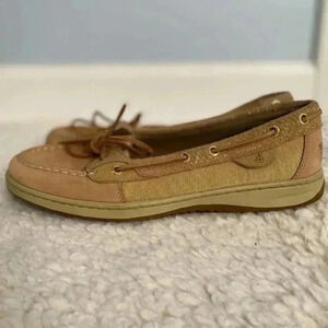 Sperry Top Sider Moccasins Beige /Gold Size 8.5